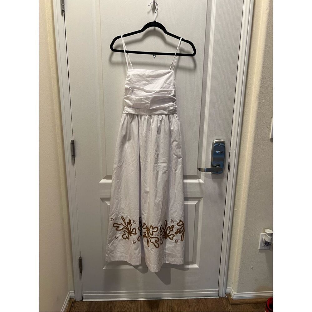 Mon Renn Mystique Midi Dress in White with Beige -VACATION size S NWT$259 - Picture 8 of 11